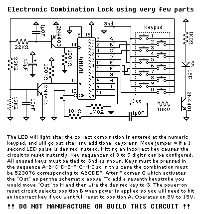 Simple CMOS combination lock
