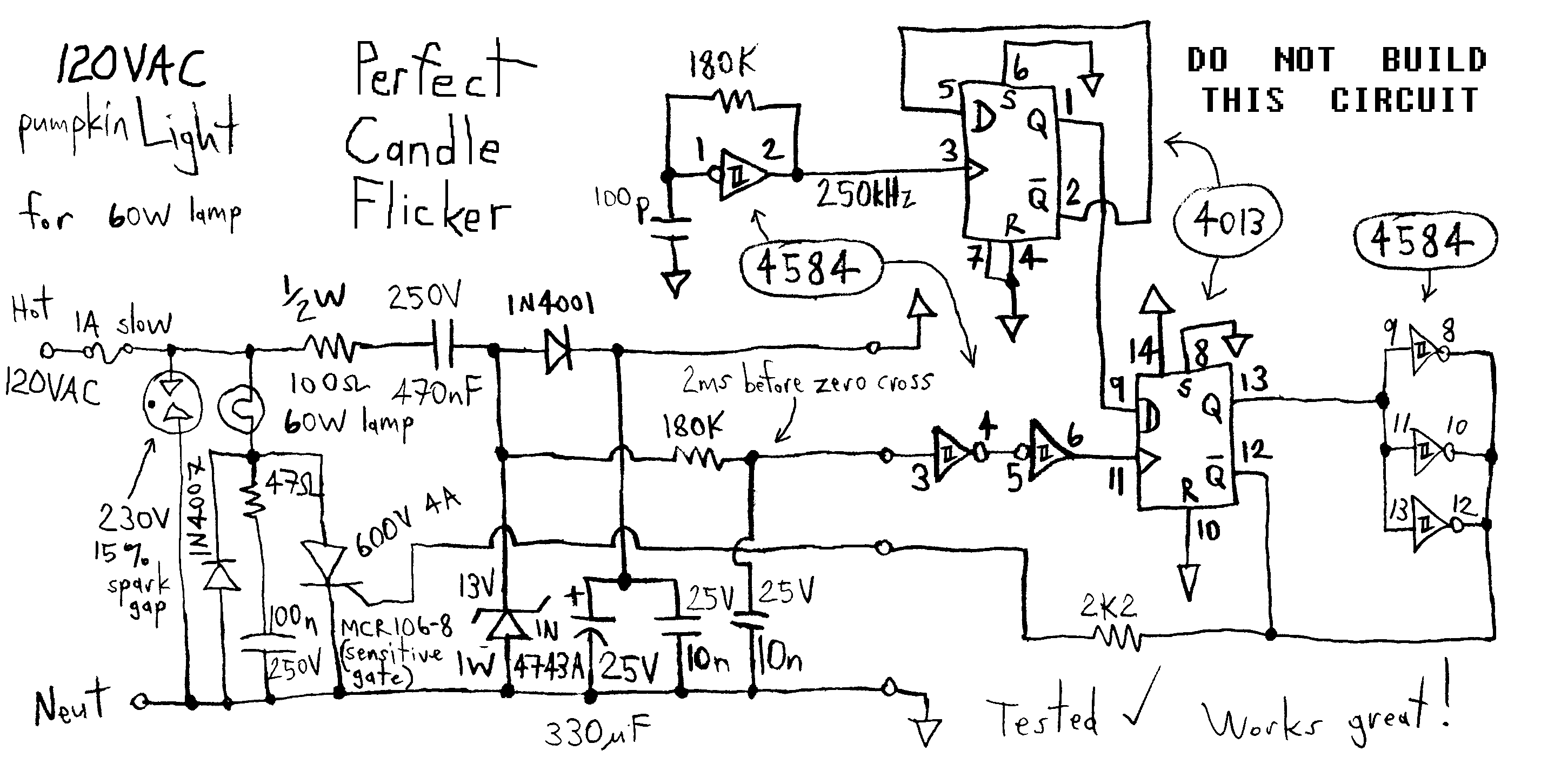 Electronic Candle Effect schematic