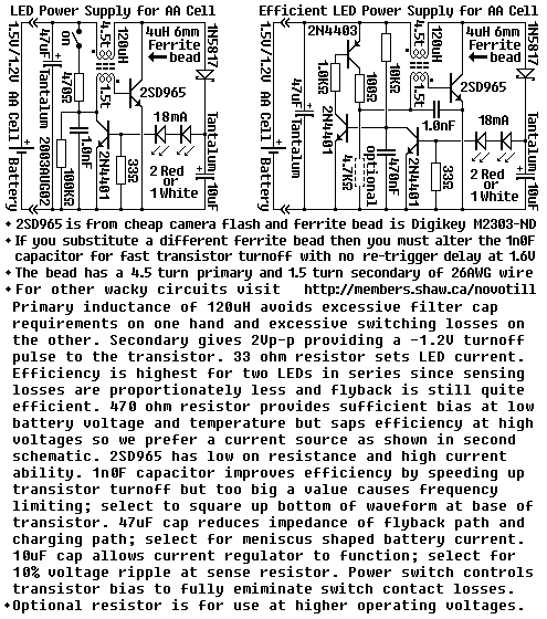 AA cell powers two LEDs at constant current